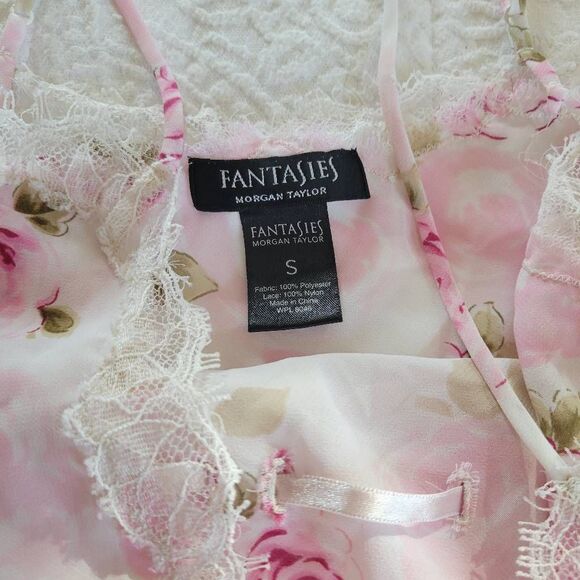 Fantasies by Morgan Taylor Floral Lace Cami & Shorts Set Women’s Small Pink Gree - Picture 5 of 8